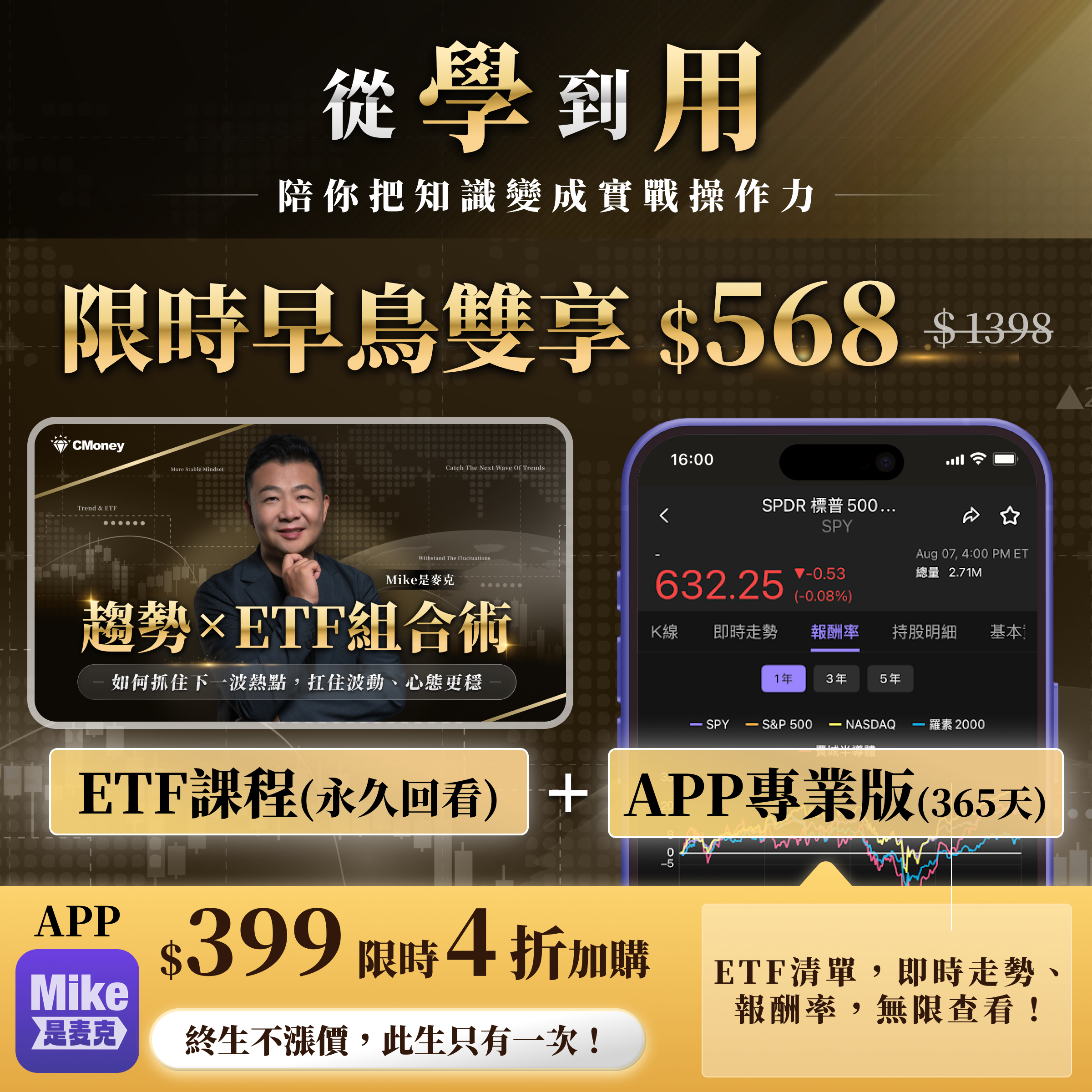 【Mike 是麥克】ETF課程+APP雙享方案（非中國、台灣地區）
