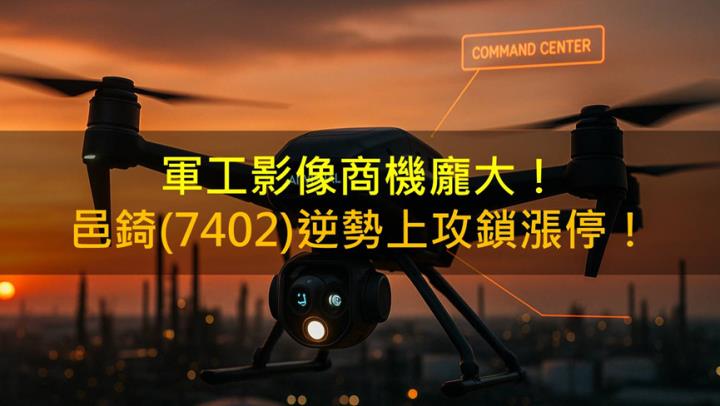 軍工影像商機龐大！邑錡(7402)逆勢上攻鎖漲停！
