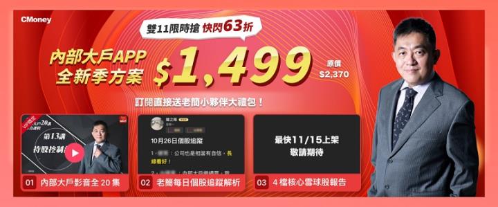 雙11返場加碼50套！63折升級【內部大戶APP】送$11,111小夥伴大禮包　只在11/12