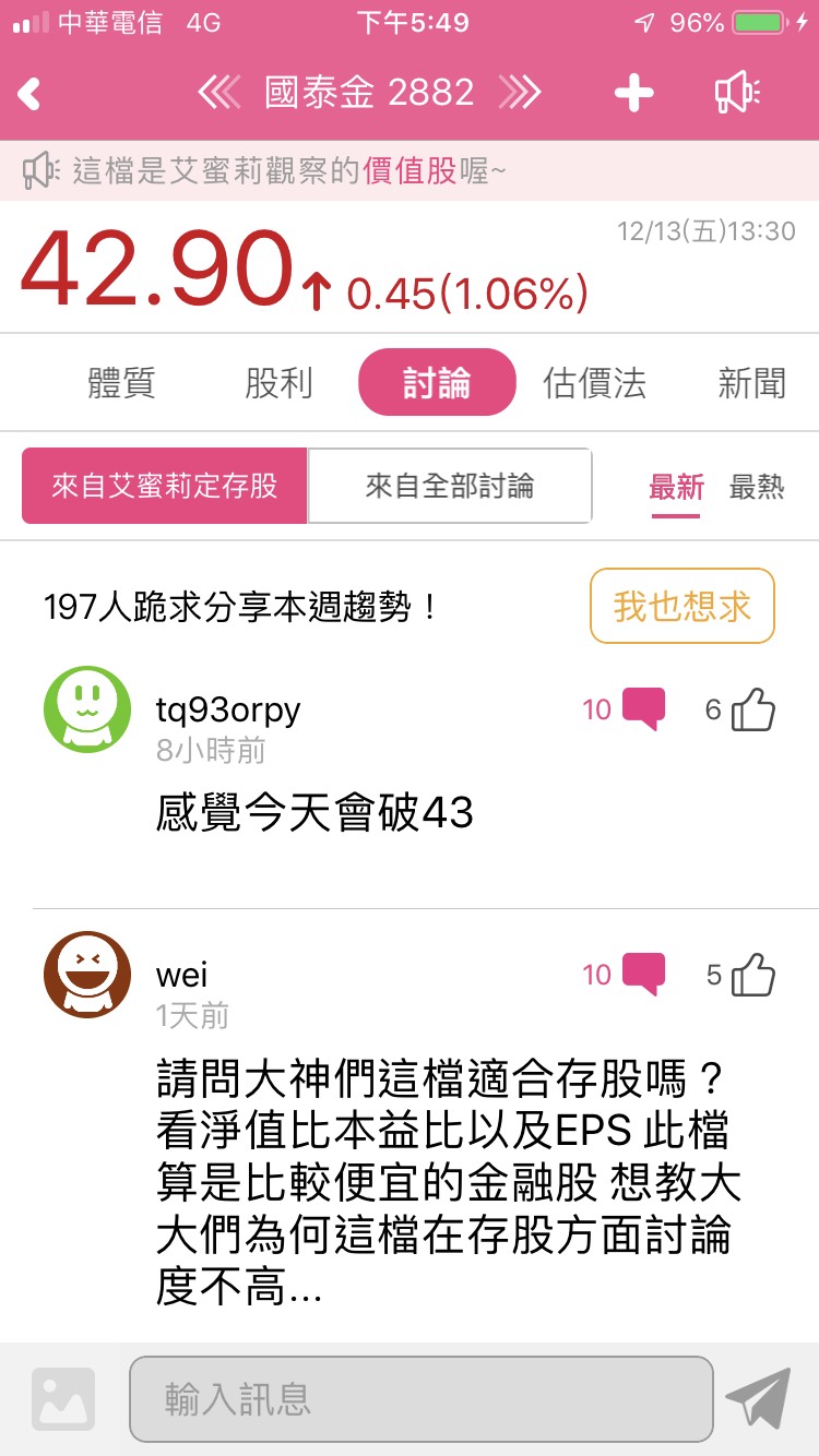 國泰金現在可以存股嗎? 緯創現在還可以上車嗎? 來看看艾蜜莉定存股的熱門討論區！