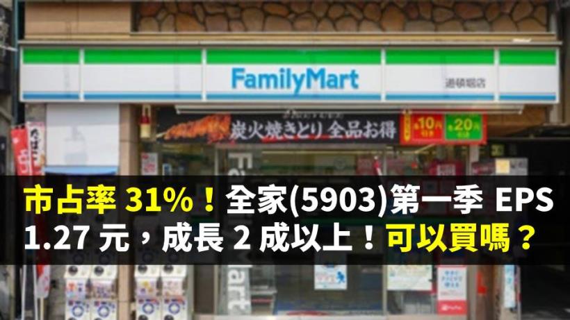 市占率 31％！全家(5903)第一季 EPS 1.27 元，成長 2 成以上！