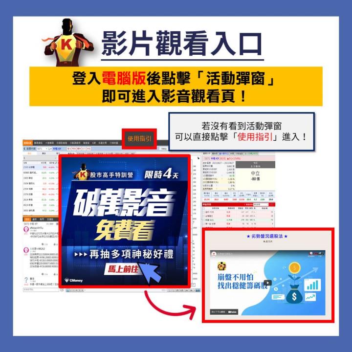 【股市高手特訓營】破萬影音免費看！登入再抽多項神秘禮物！