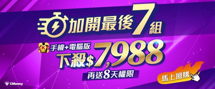 【倒數最後7組】籌碼K線下殺3折再送8天！激省$18,476！