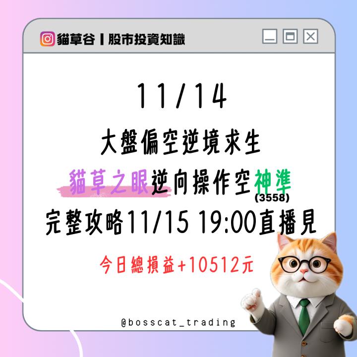 大盤偏空逆境求生 貓草之眼逆向操作空神準