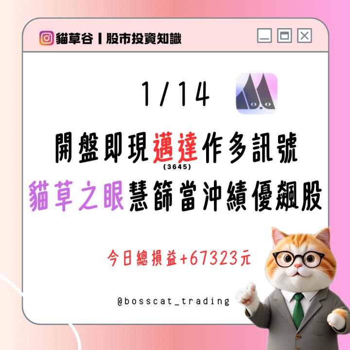 開盤即現邁達作多訊號 貓草之眼慧篩當沖績優飆股