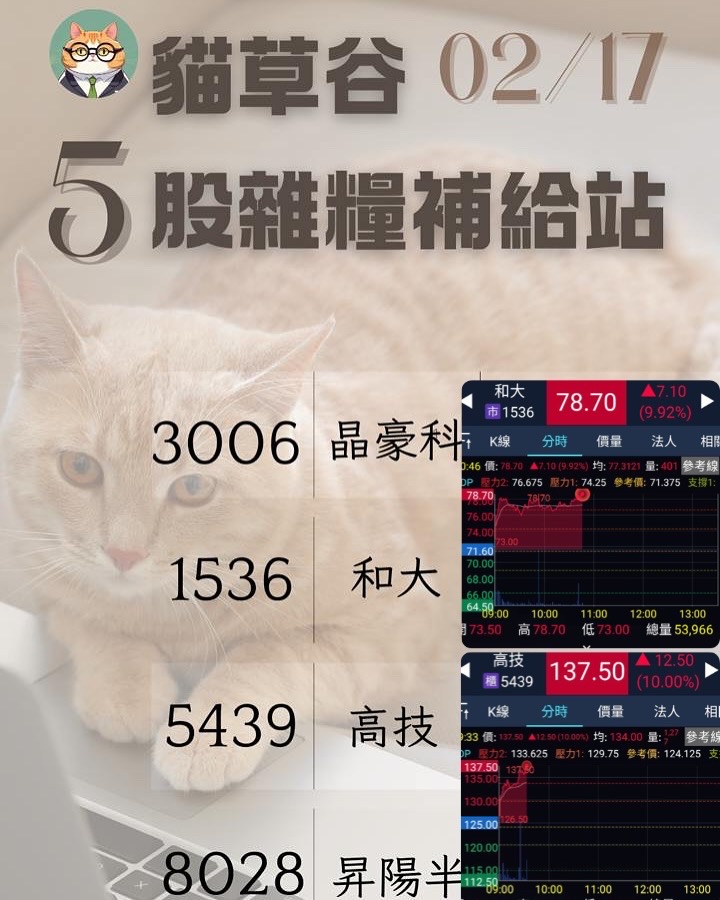 IG盤前關注股雙衝高觸漲停 高技、和大獲利滿載