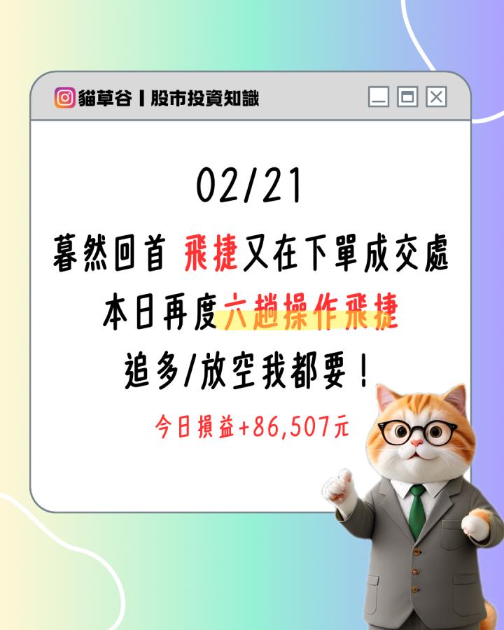 暮然回首 飛捷又在下單成交處！本日再度六趟操作，飛捷追多/放空我都要！
