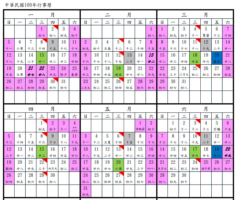 【2020年期貨行事曆】期貨選擇權結算日封關元旦二二八紀念日兒童清明勞動節端午節國慶@康和期貨徐雅如