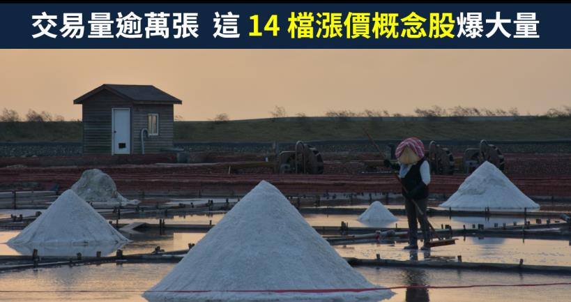 【籌碼K晨報】這五類漲價概念股爆大量，國巨(2327)...共 14 檔交易量逾萬張，股價上沖下洗