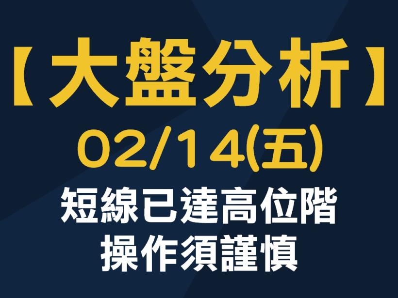 【大盤分析】 0214 (五) 短線已達高位階，操作須謹慎