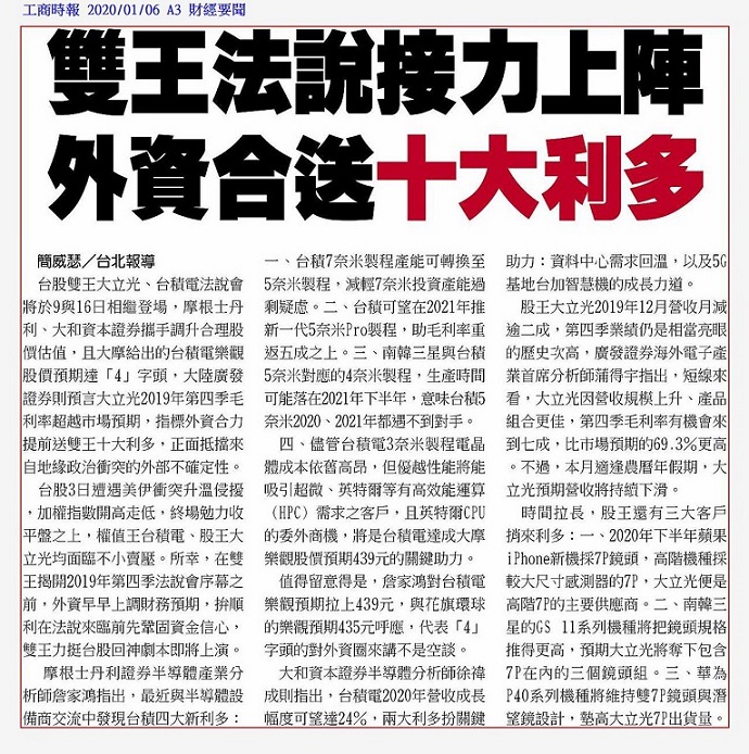20200106國內國際財經重要新聞頭條重點快報