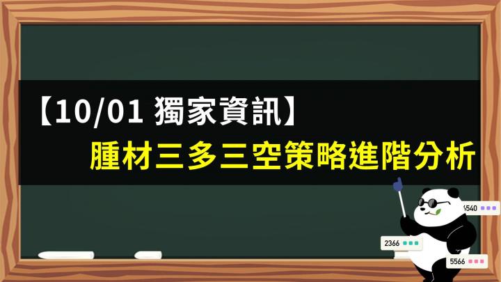【10/01 獨家資訊】腫材三多三空策略進階分析