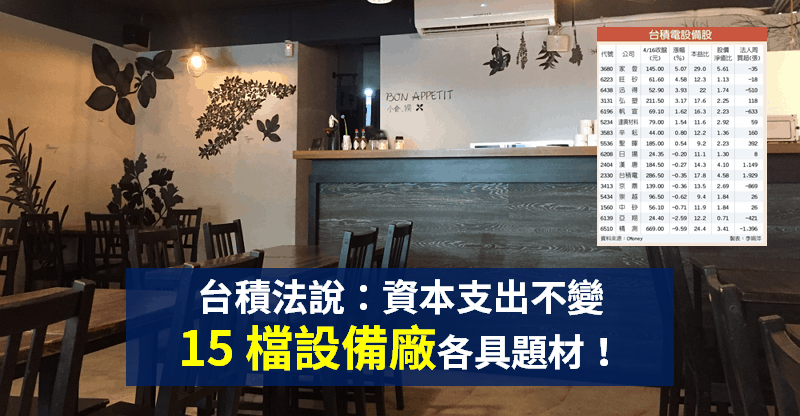 【籌碼K晨報】法說報喜，台積看好「5G、HPC 需求」，15 檔設備廠各具題材！