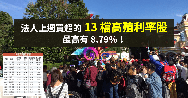 【籌碼K晨報】法人週買的「13 檔高殖利率股」，最高有 8.79％，股價全都不到 50 元...