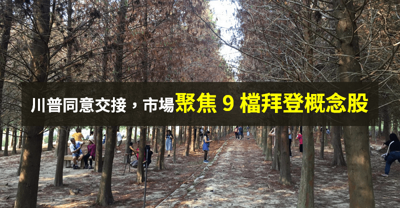 【籌碼K晨報】川普同意交接，道瓊衝破 3 萬大關，9 檔「拜登概念股」成焦點...