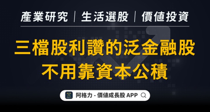三檔股利讚的泛金融股，不用靠資本公積！