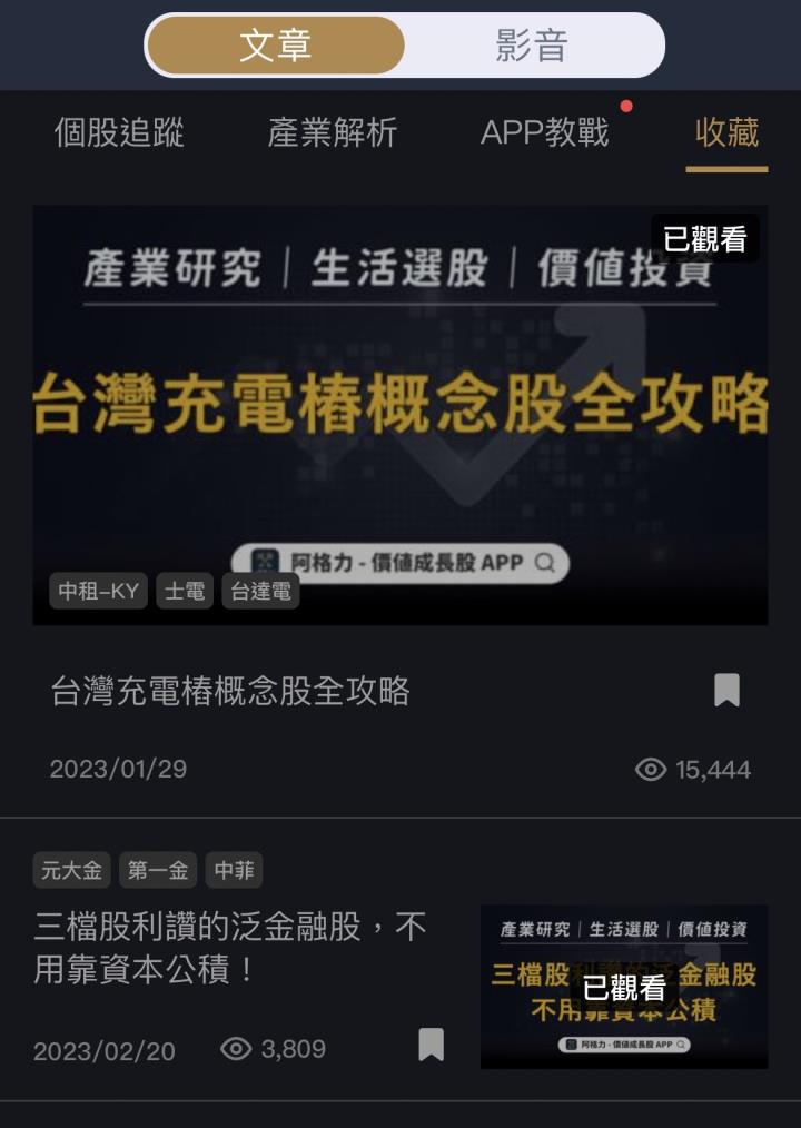阿格力價值成長股APP文章與影音指南