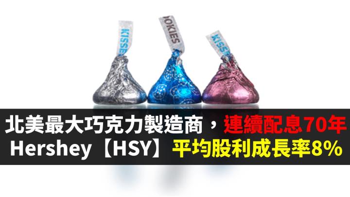 北美最大巧克力製造商，連續配息70年，Hershey【HSY】平均股利成長率8％！