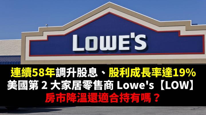 連續58年調升股息、股利成長率高達19％，美國第 2 大家居零售商 Lowe's【LOW】，房市降溫還適合持有嗎？