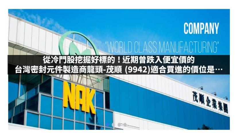 從冷門股挖掘好標的 ! 台灣密封元件製造商龍頭-茂順 (9942)