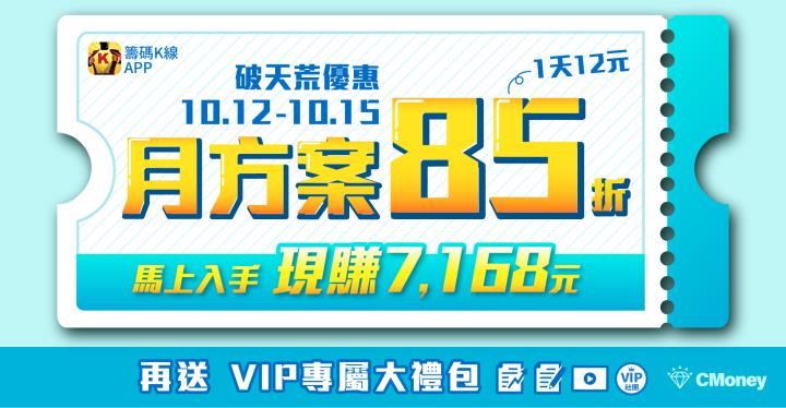 《籌碼 K 線》APP 月方案 限時開賣４天🔥下殺$３６８元，加贈VIP多項好禮，讓你現賺$７,１６８元！