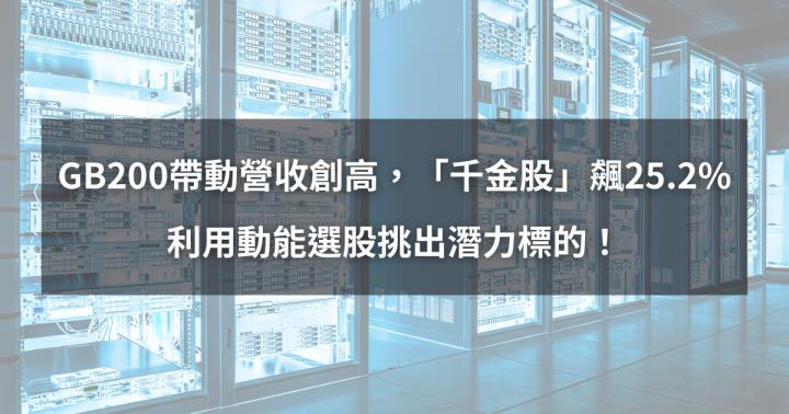 【個股分析】GB200帶動營收創高，「千金股」大漲25.2％。利用動能選股挑出潛力標的！