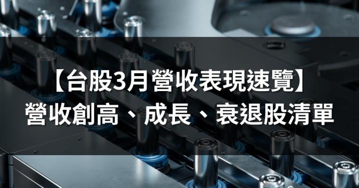 【台股3月營收表現速覽】這6檔營收連續三個月創新高！