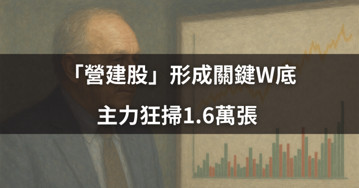 【分點看主力】「營建股」形成關鍵W底，主力狂掃1.6萬張 