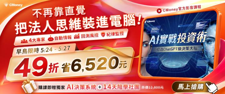 【早鳥只到5/27】籌碼K線VIP專屬 $600 元課程折價券這裡領!