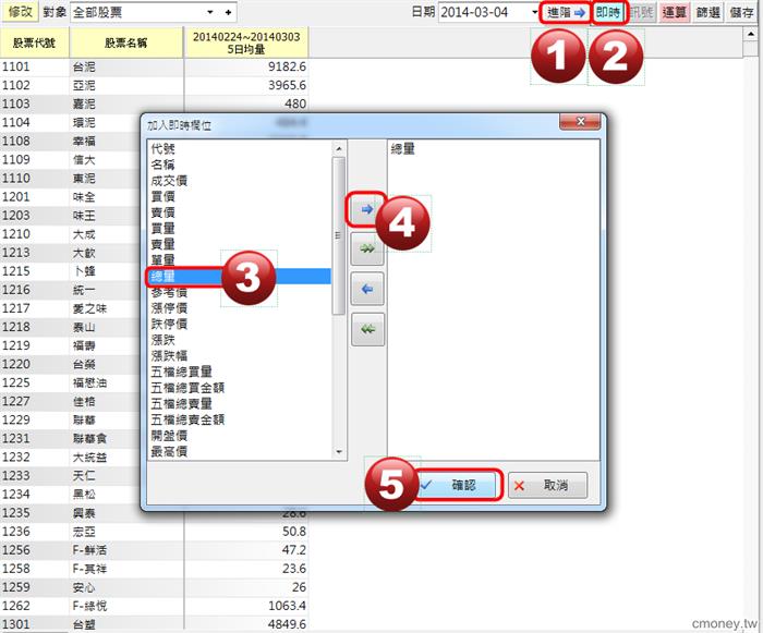 如何設定【即時成交量】 大於 【5日均量】的3倍?