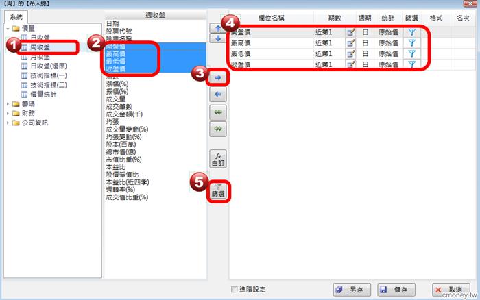 如何設定 【週】的【吊人線】？