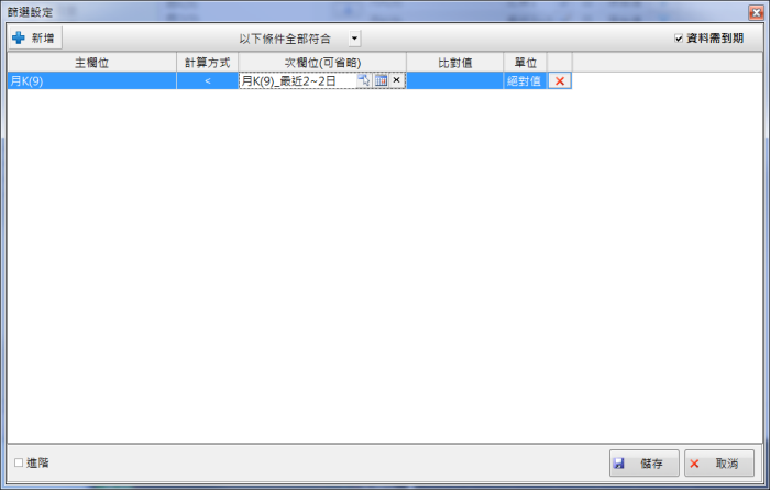 如何設定月KD向下