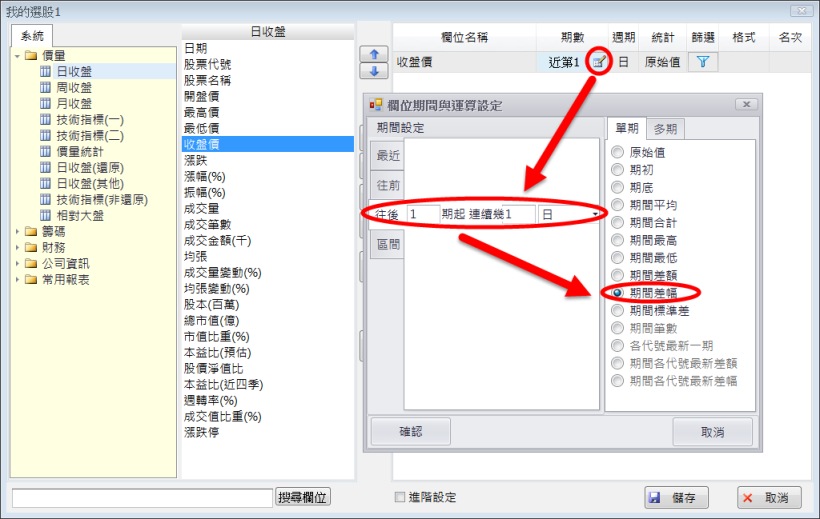 如何設定像籌碼K線的未來漲跌幅?