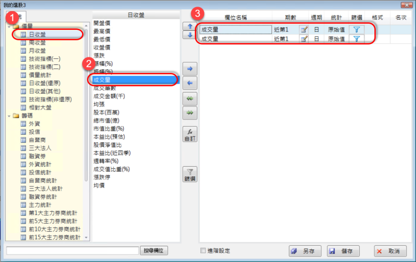如何設定成交量與前一日比較大於X倍的選股?