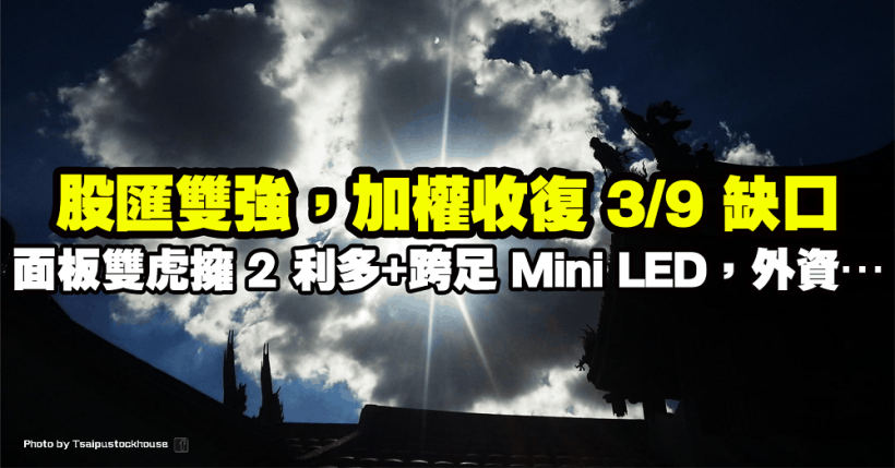 股匯雙強，加權收復 3/9 缺口！面板雙虎擁 2 利多+跨足 Mini LED，外資…