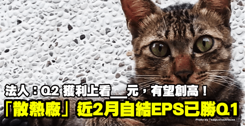 「散熱廠」近 2 月自結 EPS 已勝 Q1，法人：Q2 獲利上看__元，有望創歷史同期高！