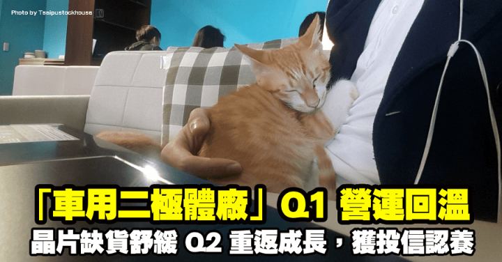 「車用二極體廠」Q1營運回溫，晶片缺貨舒緩Q2重返成長，獲投信認養