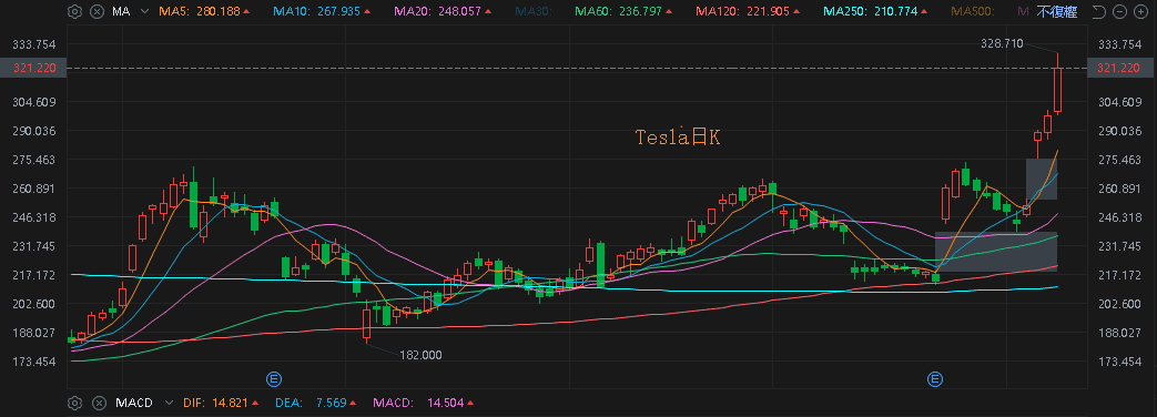 Tesla股價