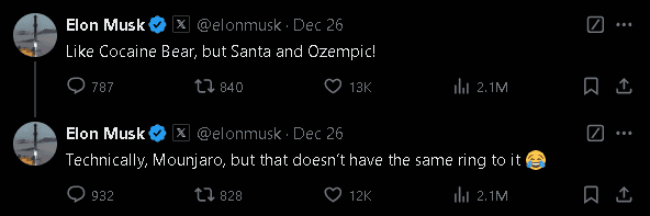 Elon Musk貼文置頂留言