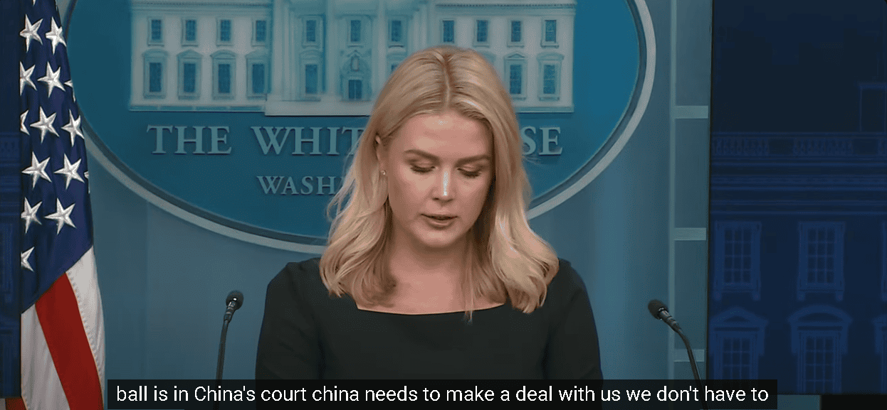 Karoline Leavitt表示中國需要跟美國達成交易