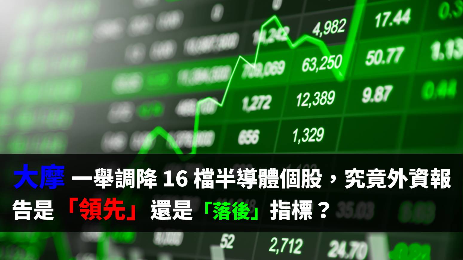 大摩一口氣調降16 檔半導體個股，究竟外資報告該怎麼看? 是「領先」還是「落後」指標？-邱冠倫| CMoney投資網誌