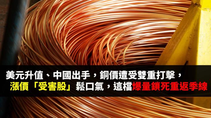 美元升值、中國出手，銅價遭受雙重打擊，漲價「受害股」鬆口氣，這 1 檔氣勢如虹重返季線…