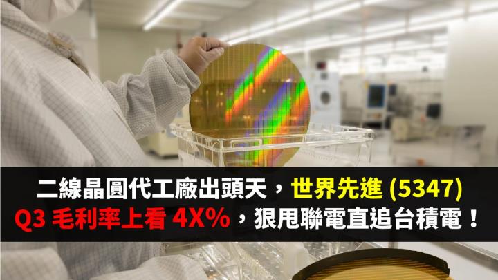 世界先進 (5347)  法說給驚喜、Q3 毛利率上看 4X％，狠甩聯電直追台積電！