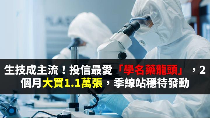 生技躍升主流！投信最愛「學名藥龍頭」，2個月大買1.1萬張，季線站穩待發動