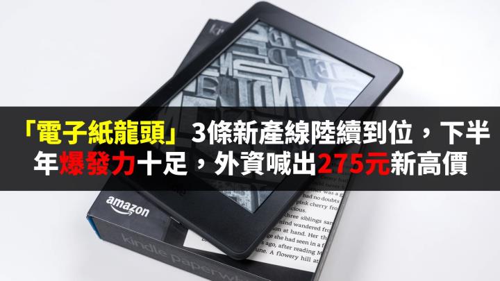 「電子紙龍頭」3條新產能陸續到位，下半年爆發力十足，外資喊275元新高價