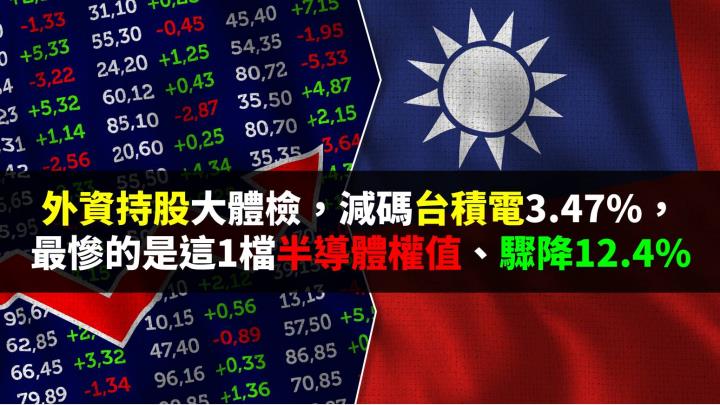 外資持股大體檢，減碼台積電3.47％，最慘的是這1檔半導體權值、驟降12.4％
