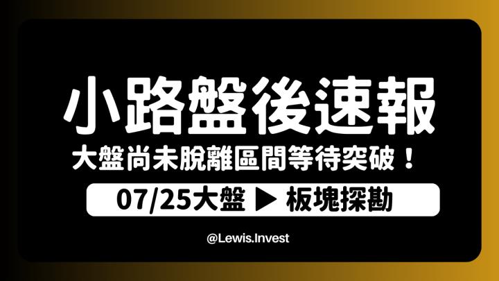【7/25小路盤後速覽】大盤指數反彈尚未脫離區間！權值股反彈帶動今日多頭走勢，大盤要轉強還要觀察前高壓力才行！