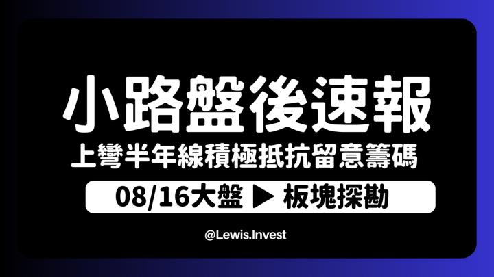 【8/16小路盤後速覽】台股上彎半年線抵抗！上市公司半年報獲利衰退42％🔥