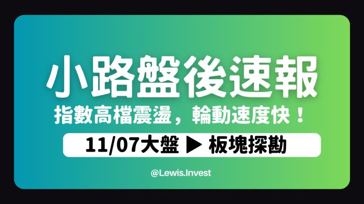 【11/07小路盤後速覽】短線反彈到壓力位置💥觀望態度相對濃厚🔥