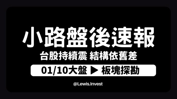 【01/10小路盤後速覽】台股持續高檔震盪，盤面架構實在差勁操作難度較高